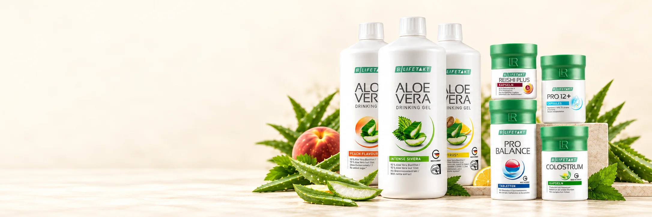 Три вида алое вера гел, Pro Balance, коластра, Pro 12+ и Reishi Plus